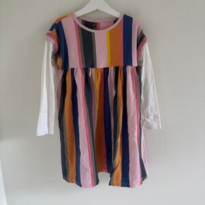 Kids Tea Vibrant Striped Long Sleeve Kids Dress